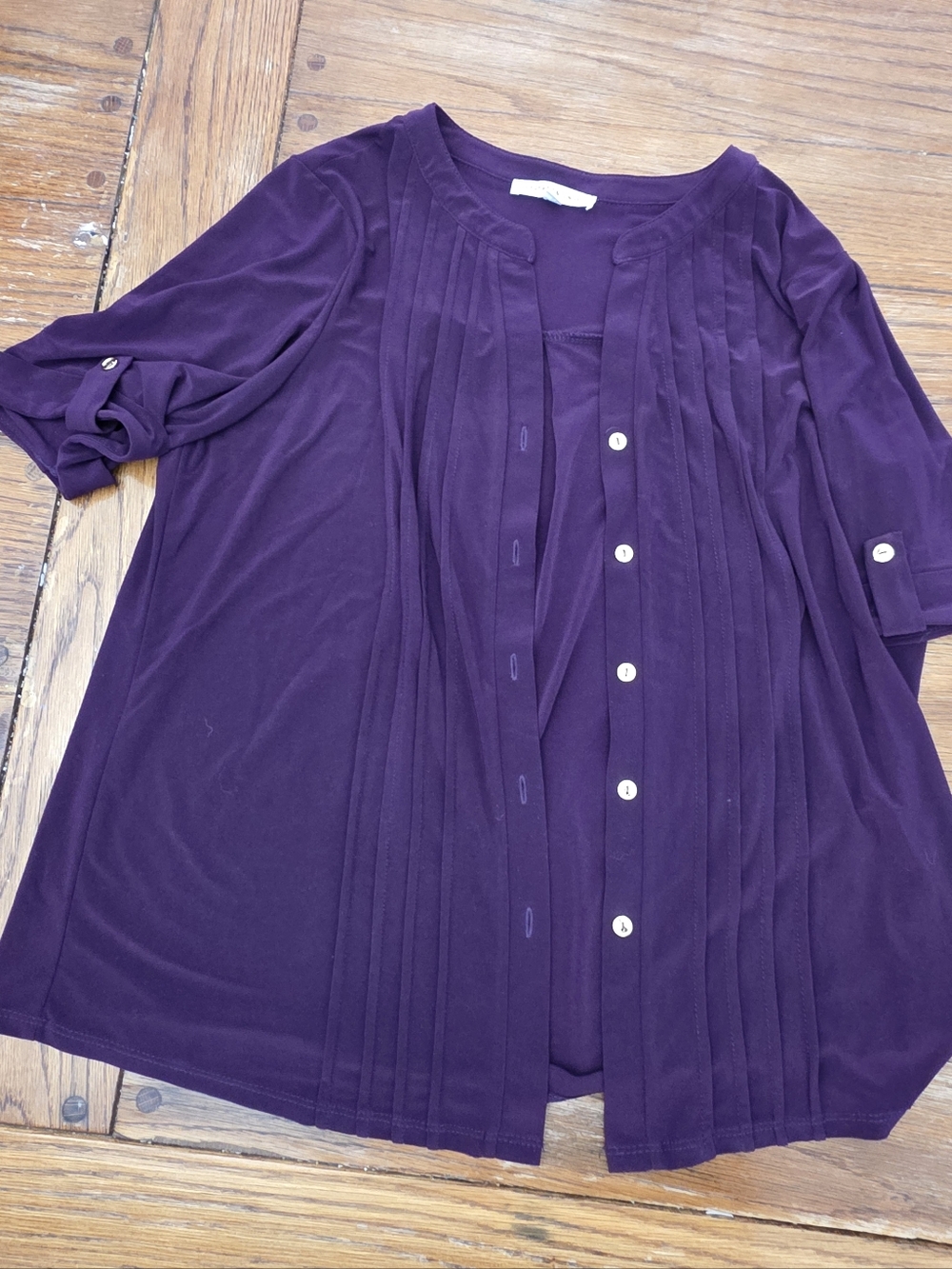 Perception Concept Pleated Blouse in Purple Size Largr Like New